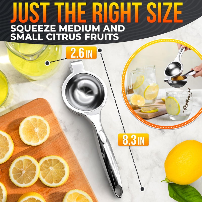 LEGLO Stainless Steel Lemon Squeezer â€“ 8.3"x2.6" Lime Squeezer | Heavy-Duty, Ergonomic Handheld, Valentine Day Juicer for Citrus Juice Extraction for Holiday & Festive Drinks, Great Kitchen Gifts for Chefs - Image 2